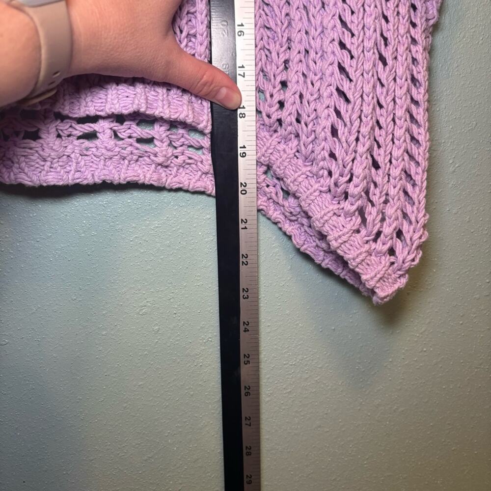 Aaron & Amber Lilac Open Knit Short Sleeve Cropped Sweater – Size Small - Picture 8 of 8